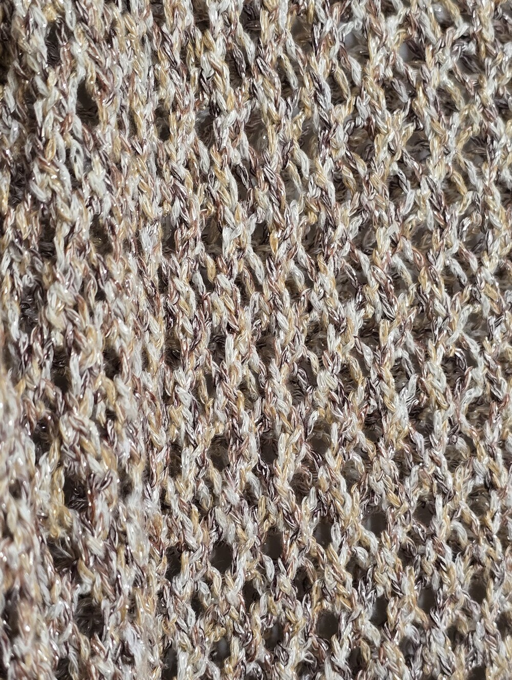 Kenar Open Knit Metallic Sweater XL Beige Marled Boho Crochet - Picture 9 of 14